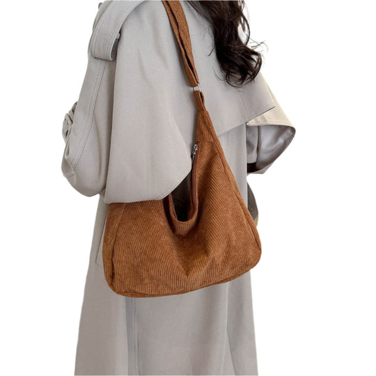 Simple Corduroy Shoulder Bag