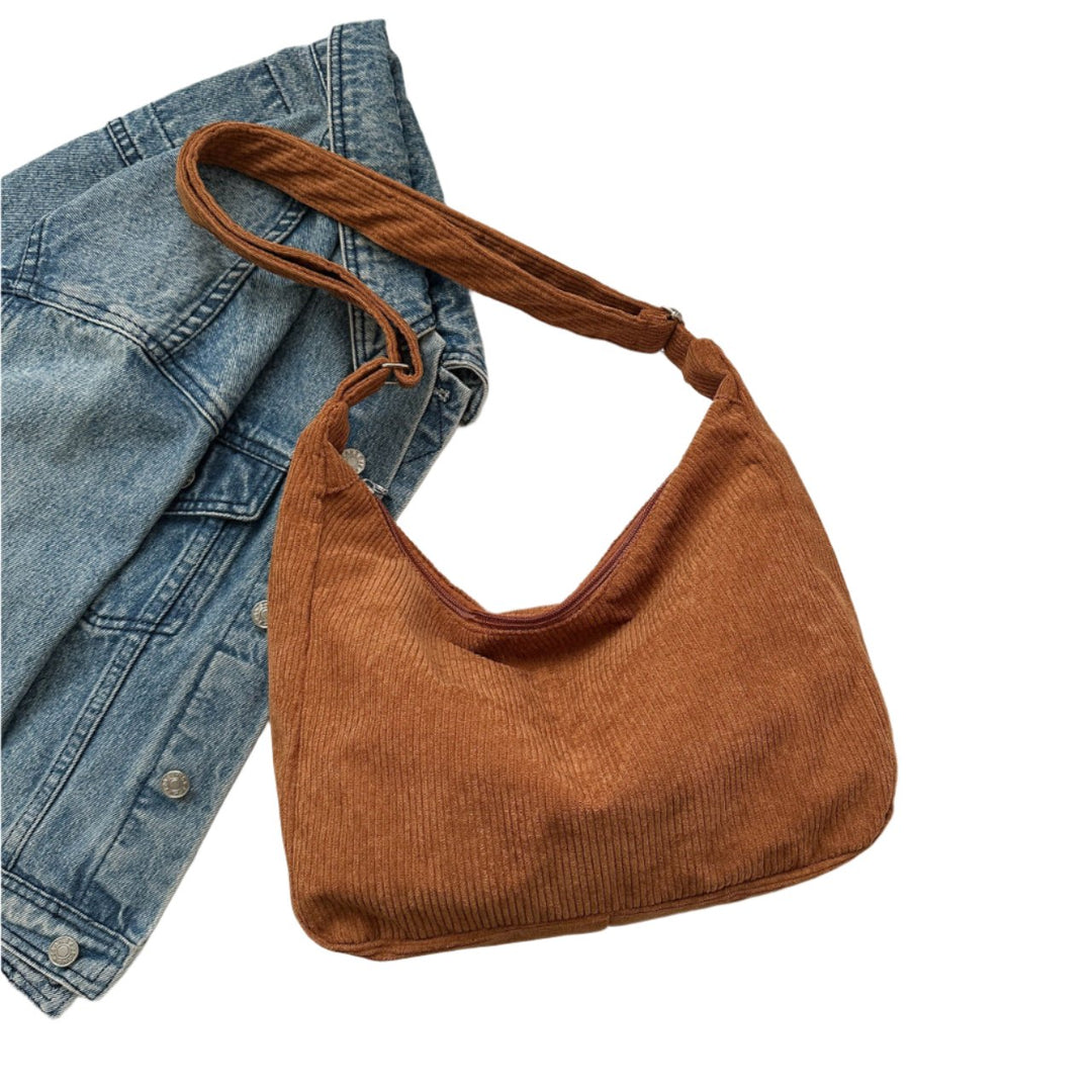 Simple Corduroy Shoulder Bag