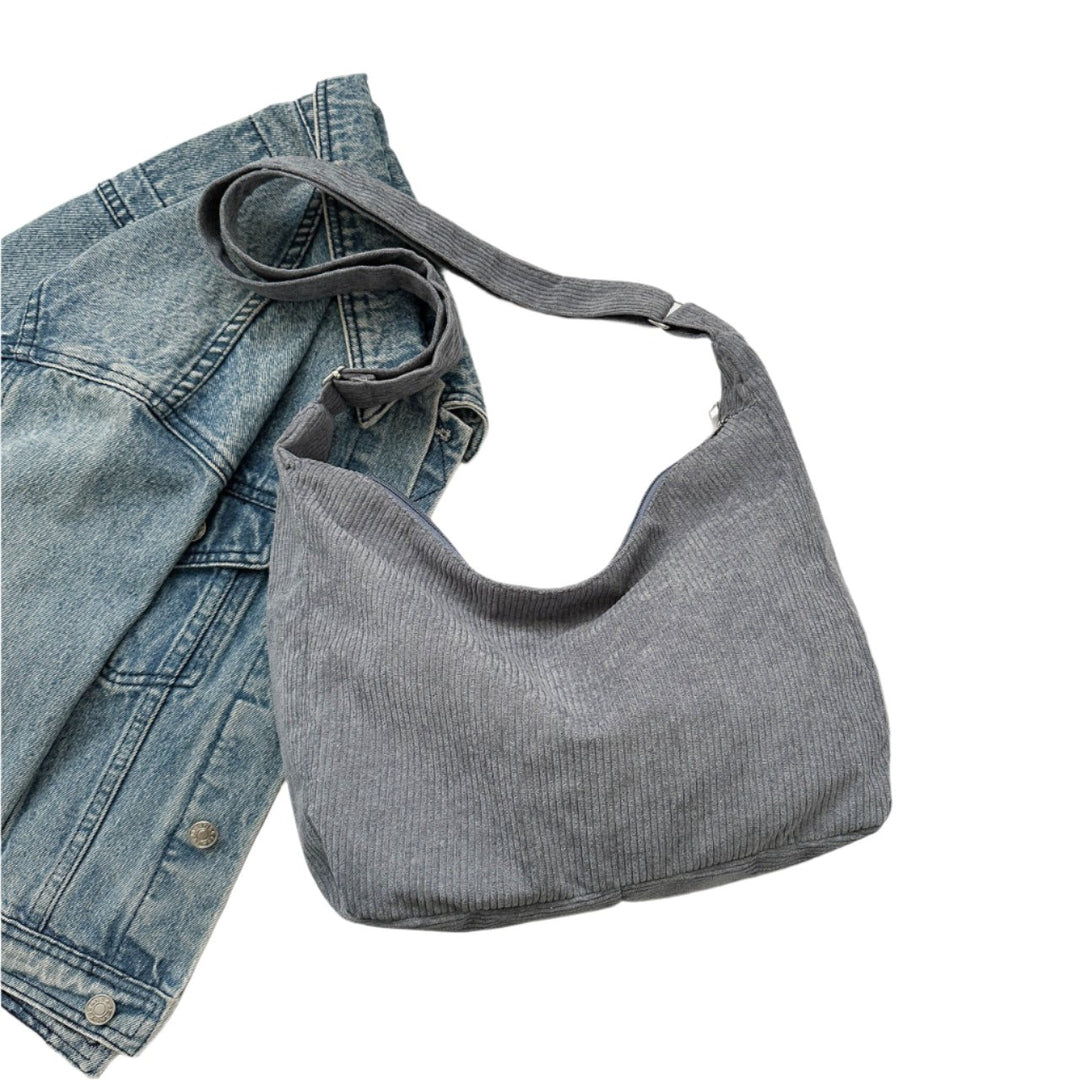 Simple Corduroy Shoulder Bag